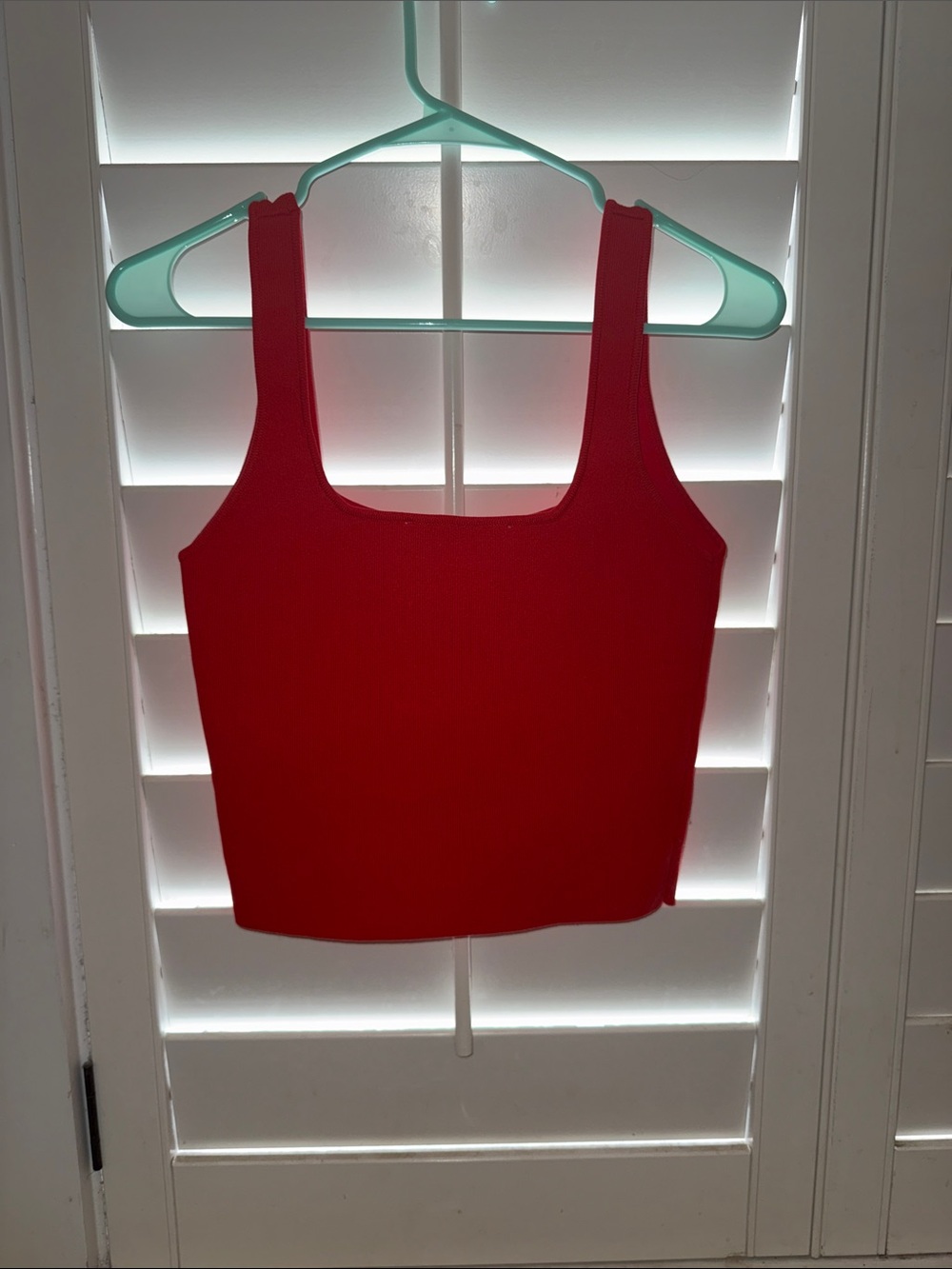 Zara Bright Red Ribbed Square-Neck Tank - Picture 3 of 3